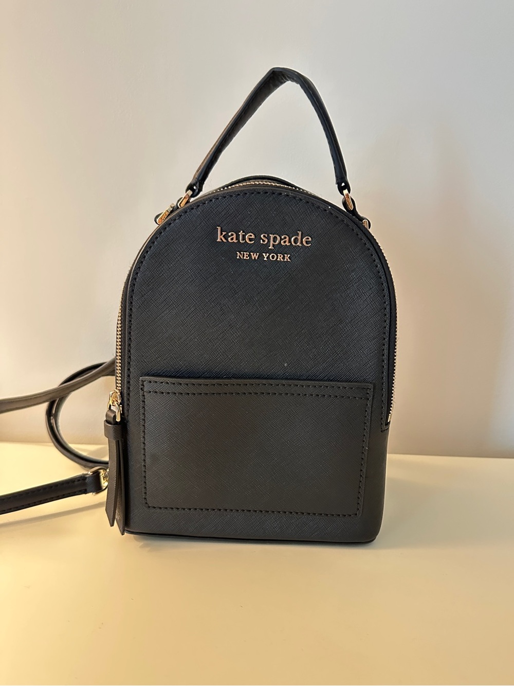 kate spade Black Saffiano Mini Backpack